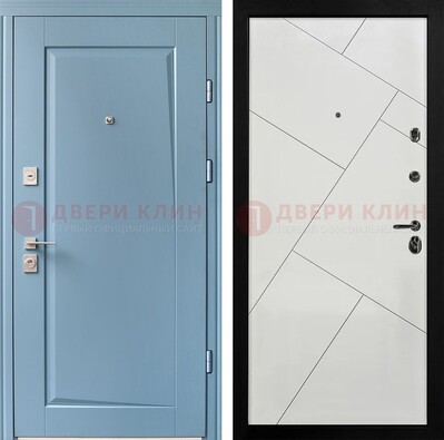 Синяя железная дверь с МДФ панелями ДМ-491 в Воскресенске