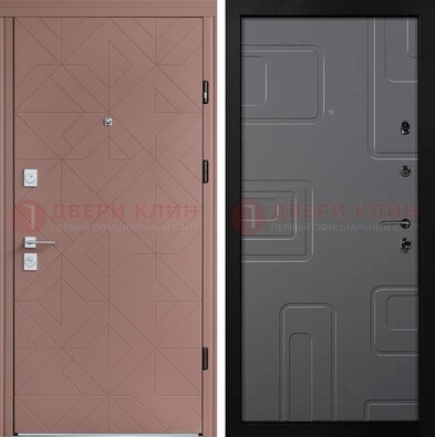Красная стальная дверь в квартиру с МДФ хайтек ДМ-493 в Воскресенске