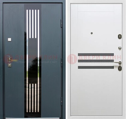 Темная квартирная дверь с разными МДФ ДМ-504 в Воскресенске