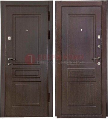 Антивандальная коричневая железная дверь с МДФ ДМ-61 в Воскресенске