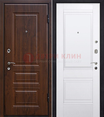Коричневая металлическая дверь с МДФ ДМ-84 в Воскресенске