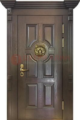 Коричневая металлическая дверь с массивом дуба ДМД-50 в Воскресенске