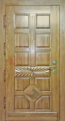 Светлая стальная дверь с массивом дуба и узором ДМД-63 в Воскресенске