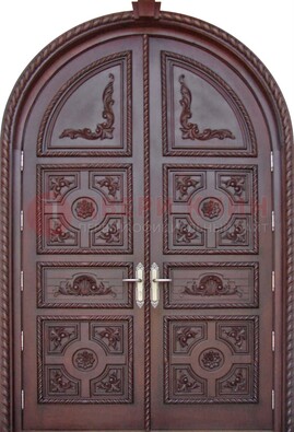 Коричневая двухстворчатая дверь с массивом дуба ДМД-73 в Воскресенске