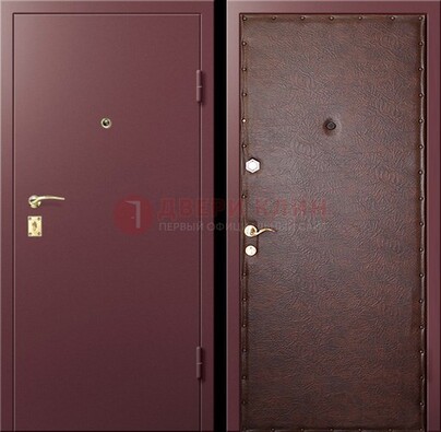Бордовая железная дверь с нитроэмалью ДН-1 в Воскресенске