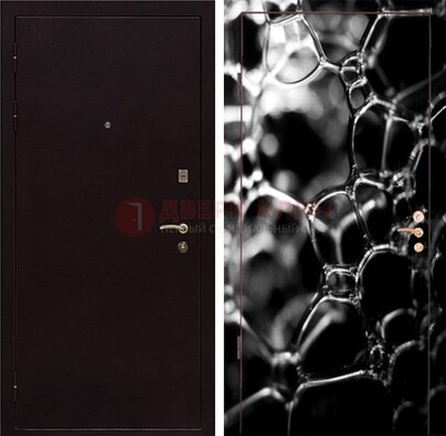 Черная стальная дверь с порошковым окрасом с фотопечатью ДП-158 в Воскресенске