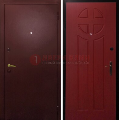 Бордовая железная дверь с порошковым окрасом ДП-160 в Воскресенске