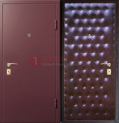 Бордовая железная дверь с порошковым напылением ДП-177 в Воскресенске