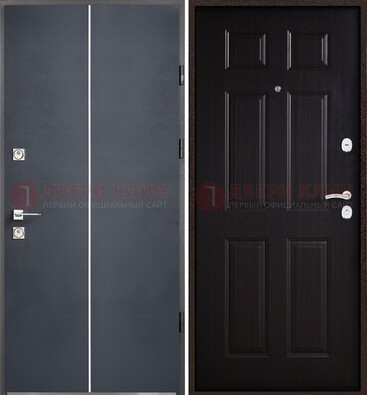 Железная дверь с порошковым покрытием и отделкой Темный орех внутри ДП-211 в Воскресенске