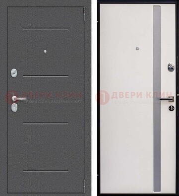 Железная дверь с порошковым напылением и белой МДФ ДП-212 в Воскресенске