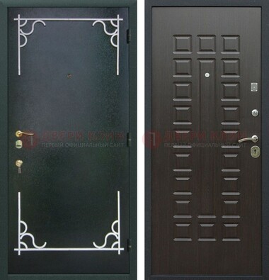 Темная входная дверь с порошковым покрытием и МДФ венге ДП-223 в Воскресенске