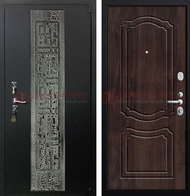 Темная входная дверь с порошковым покрытием и МДФ внутри ДП-224 в Воскресенске