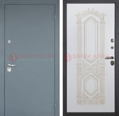 Стальная дверь с порошковым напылением с резной белой МДФ ДП-231 в Воскресенске
