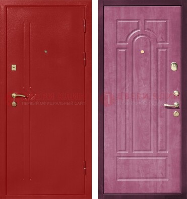 Красная входная дверь с порошковым напылением ДП-240 в Воскресенске