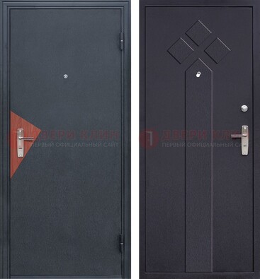Черная входная дверь с порошковым напылением и узором внутри ДП-241 в Воскресенске