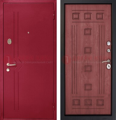 Красная железная дверь с порошковым напылением ДП-242 в Воскресенске