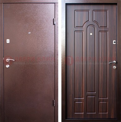 Коричневая стальная дверь с порошковой отделкой и МДФ внутри ДП-248 в Воскресенске