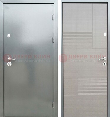 Металлическая серая дверь с порошковым покрытием и серым МДФ внутри ДП-250 в Воскресенске