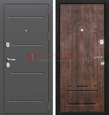 Железная дверь Антик серебро с порошковым напылением и МДФ Тисненый орех ДП-260 в Воскресенске