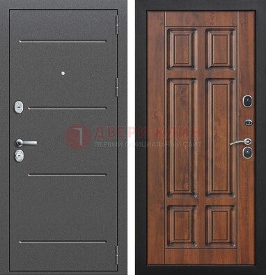 Стальная дверь с порошковым покрытием Антик серебро и филенчатой МДФ ДП-267 в Воскресенске