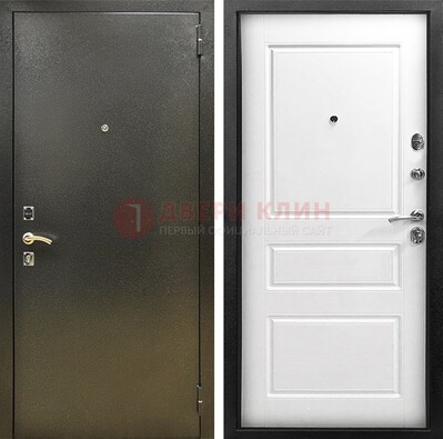 Входная дверь Темное серебро с порошковым напылением и белой МДФ ДП-272 в Воскресенске