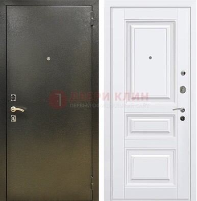 Железная темно-серая дверь с порошковым напылением и белой МДФ ДП-274 в Воскресенске