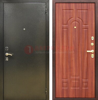 Входная темно-серая дверь с порошковой отделкой и МДФ Миланский орех ДП-281 в Воскресенске