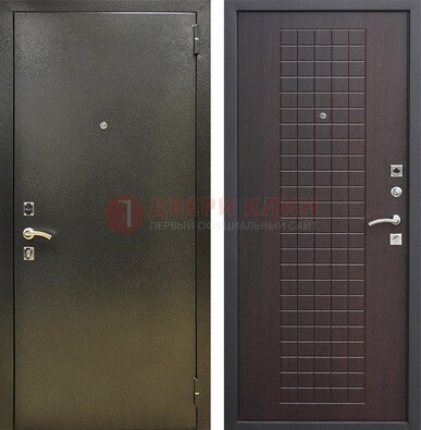 Темная железная дверь с порошковым напылением и терморазрывом МДФ Махагон ДП-286 в Воскресенске