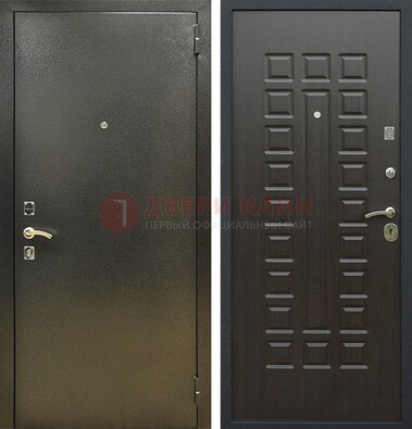 Темно-серая железная дверь с порошковым покрытием и МДФ Венге ДП-287 в Воскресенске
