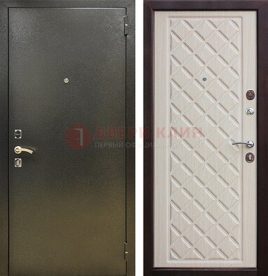 Темно-серая железная дверь с порошковым покрытием и филенчатой МДФ ДП-289 в Воскресенске
