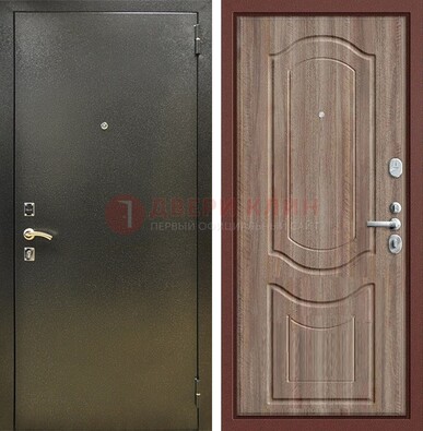 Темно-серая входная дверь с порошковым покрытием и коричневая МДФ ДП-290 в Воскресенске