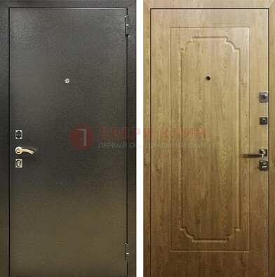 Темно-серая входная дверь с порошковым покрытием и МДФ Золотой дуб ДП-291 в Воскресенске