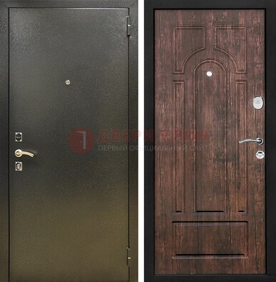 Темно-серая металлическая дверь с порошковым покрытием и МДФ коричневая ДП-292 в Воскресенске