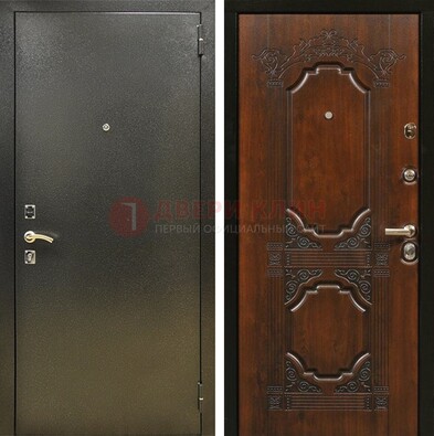 Входная дверь Темное серебро с порошковым покрытием и МДФ с узором ДП-293 в Воскресенске