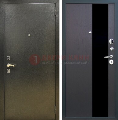 Входная темная дверь с порошковым покрытием и МДФ со стеклом ДП-294 в Воскресенске