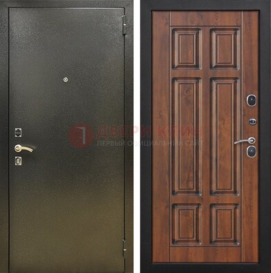 Металлическая входная темная дверь с порошковым напылением и МДФ ДП-299 в Воскресенске