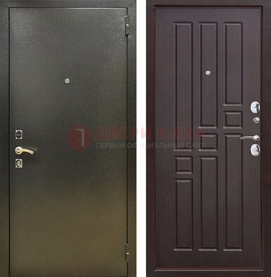 Входная темно-серая дверь с порошковым напылением и коричневой МДФ ДП-301 в Воскресенске