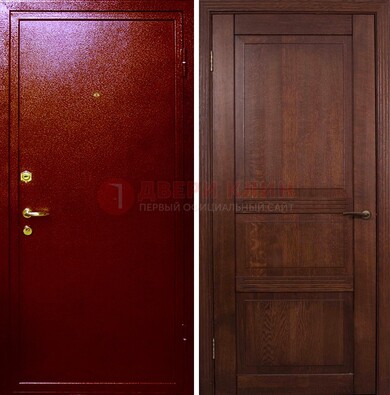 Красная железная дверь с порошковым окрасом ДП-58 в Воскресенске