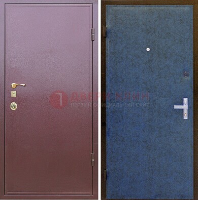 Бордовая железная дверь с порошковым напылением ДП-60 в Воскресенске