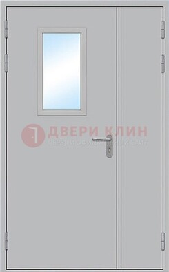 Белая входная техническая дверь со стеклянной вставкой ДПП-10 в Воскресенске