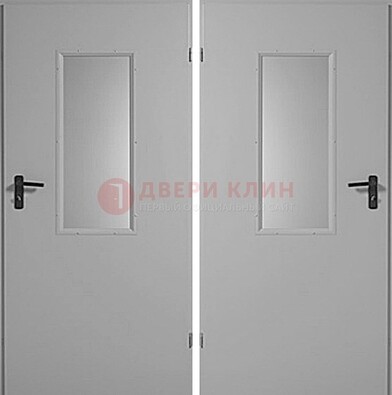 Белая металлическая противопожарная дверь с декоративной вставкой ДПП-7 в Воскресенске