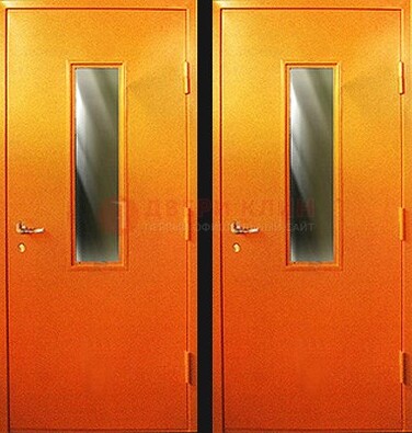 Оранжевая противопожарная дверь со вставкой из стекла ДПП-8 в Воскресенске