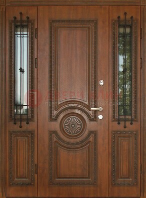 Парадная распашная стальная дверь Винорит со стеклом ДПР-106 в Воскресенске