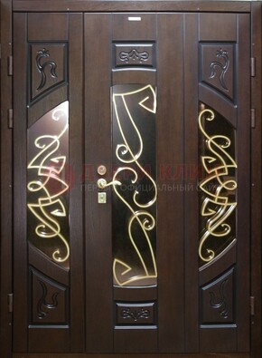 Парадная дверь со стеклом и ковкой ДПР-1 в каркасный дом в Воскресенске