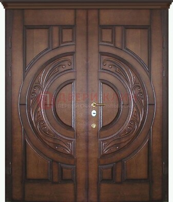 Утепленная коричневая стальная парадная дверь ДПР-51 в Воскресенске