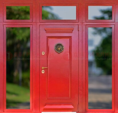 Красная парадная дверь для частного дома ДПР-88 в Воскресенске