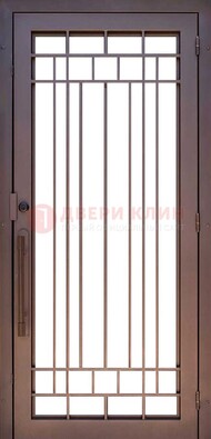 Стальная решетчатая дверь в коричневом цвете ДР-12 в Воскресенске