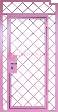 Розовая металлическая решетчатая дверь ДР-15 в Воскресенске