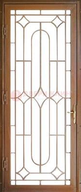 Коричневая железная решетчатая дверь с узором ДР-25 в Воскресенске