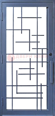 Современная железная решетчатая дверь синяя ДР-31 в Воскресенске
